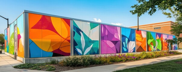 Naklejka premium A community art project that uses aluminum siding as canvases for murals, installed throughout the city to bring color and life to underutilized spaces