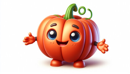 Funny pumpkin cartoon with smiling face. Halloween time