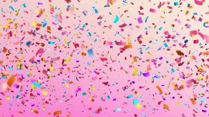 Colorful celebration background with party confetti on pink back.