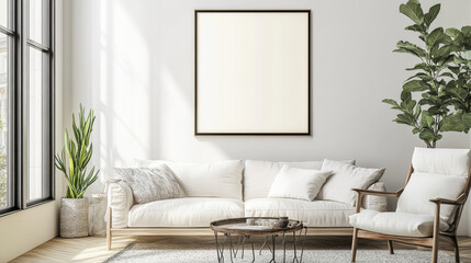 The frame is centered on a blank wall, creating an ideal display for artwork, photography, or designs, with the frame size fitting ISO A dimensions.
