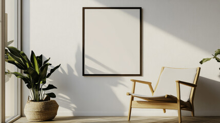 The frame is centered on a blank wall, creating an ideal display for artwork, photography, or designs, with the frame size fitting ISO A dimensions.
