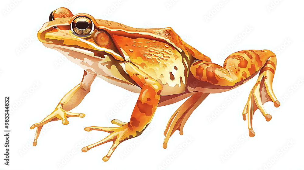 Wall mural a detailed illustration of a yellow and brown frog.