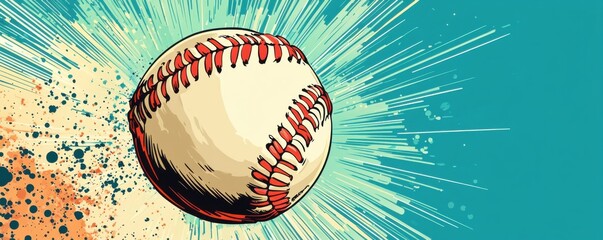 Comic-style baseball background with dynamic art and vibrant colors capturing the energy of the sport