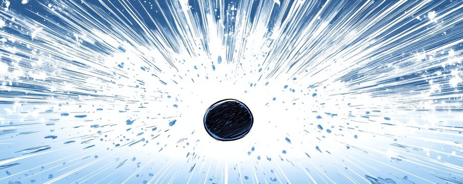 Comic-style hockey background featuring a dynamic puck with explosive energy and bold blue tones