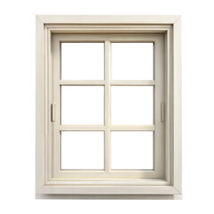 Obraz premium A simple, modern window with six panes and a light-colored frame against a dark background.