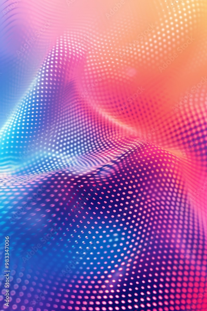 Poster an abstract colorful wave pattern featuring dots and gradients, ideal for modern art and design proj