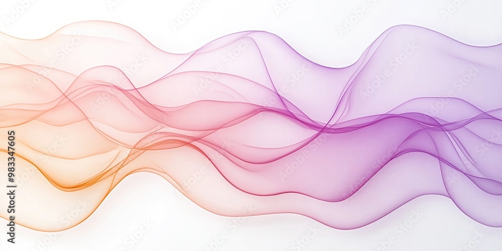 Poster soft flowing wavy patterns in soothing pastel purple and orange tones create a calming abstract desi