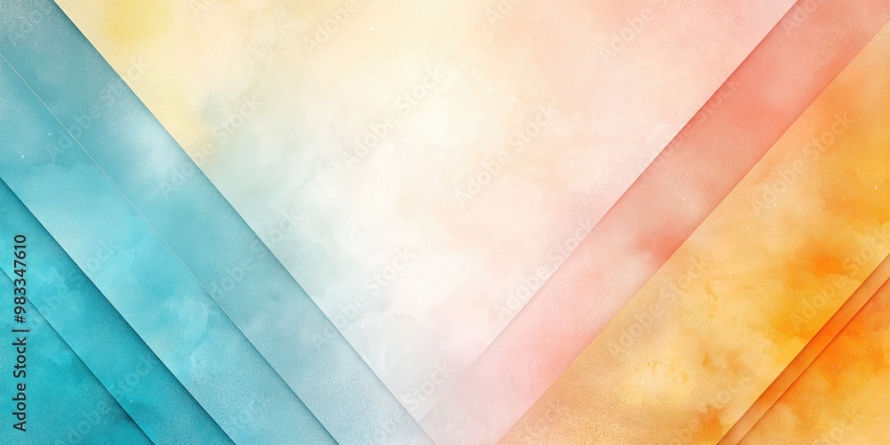 Aufkleber abstract gradient background with colorful layers in soft blue, coral, and yellow tones creates a ca