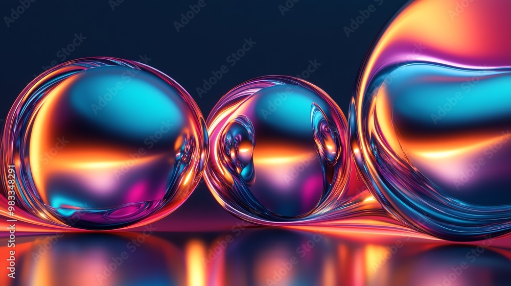 Poster abstract spheres with a colorful gradient effect, perfect for a modern and futuristic design.
