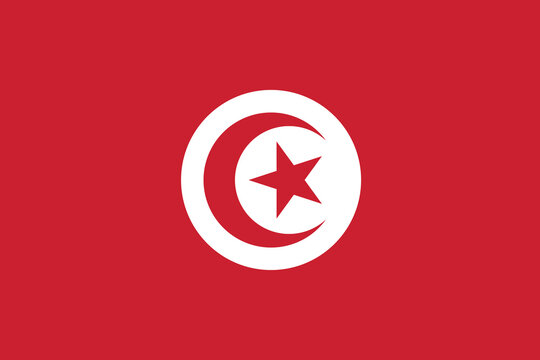 Tunisia flag in original colors, size and correct proportions for Independence Day of Tunisia March 20, Republic Day July 25th, Martyrs'Day April 9. Vector illustration isolated graphic, banners eps10