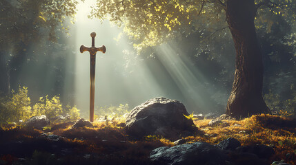 Naklejka premium cross in the forest