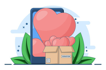 Donation concept, online donation, financial support and fundraising, Non-profit organization, Support and help, Volunteering, Social support, Non-profit organization. flat vector illustration.