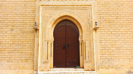View of the Hanafi Mosque of Bourguiba in Monastir, Tunisia, North Africa. The hanafi mosque of Bourguiba is a Tunisian mosque located in Monastir Independence Street and dedicated to the first presid