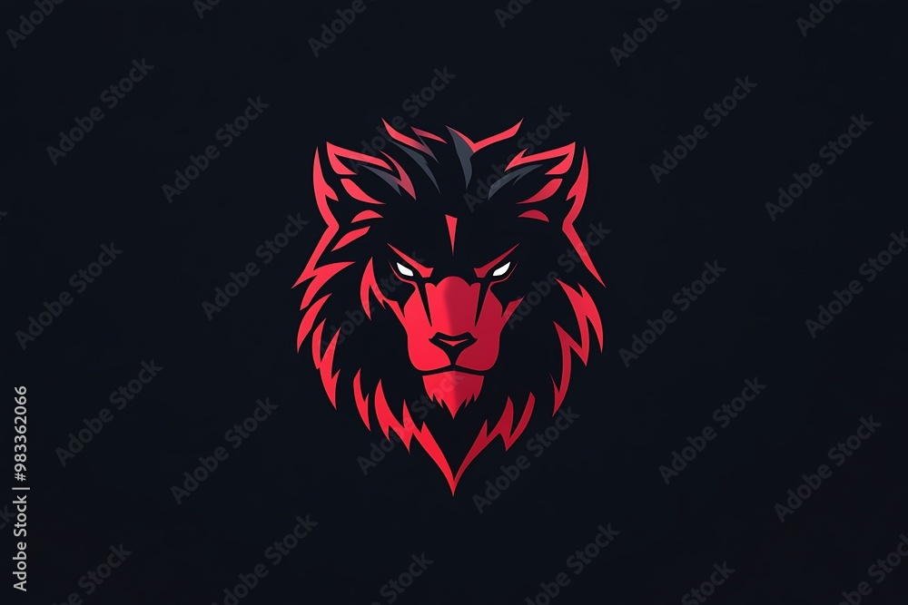 Sticker Red and black wolf head logo design for gaming, esports, and branding