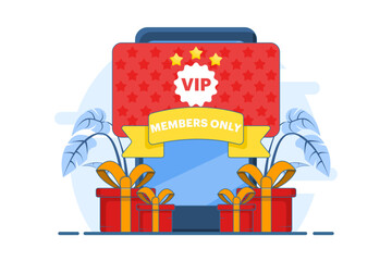 Loyalty program marketing strategy concept, loyalty card, discounts and bonuses, get reward points, cashback income. Loyalty program and customer rewards. Flat vector illustration.