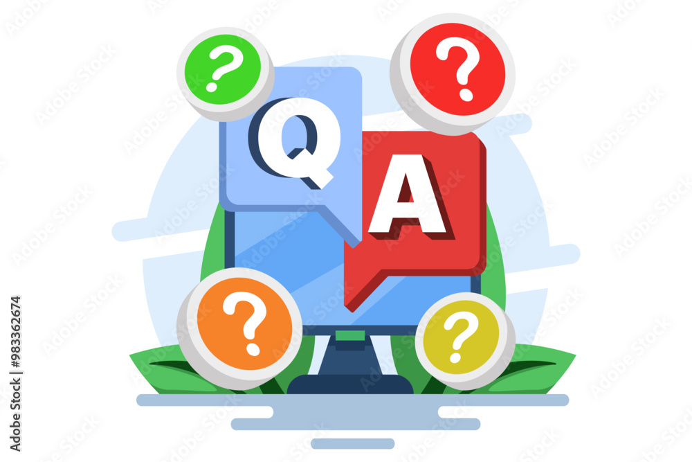 Poster question and answer concept as a request for advice and support. questions and answers, frequently a