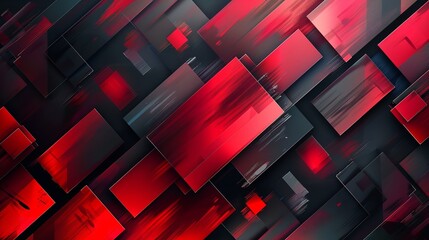 3d rendering of red and black abstract geometric background