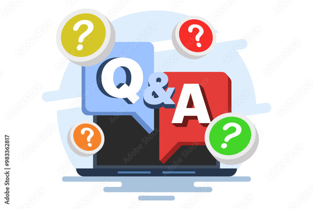 Poster question and answer concept as a request for advice and support. questions and answers, frequently a