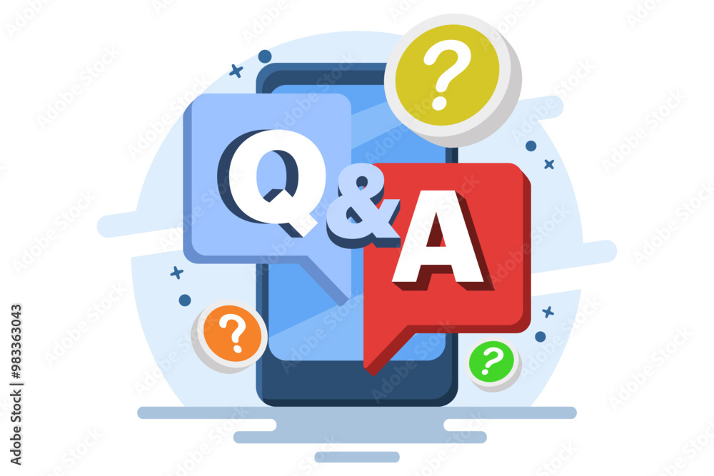 Poster question and answer concept as a request for advice and support. questions and answers, frequently a