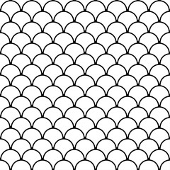 Seigaiha Japanese seamless pattern. Black and white background. Texture for print, textile, fabric. © Anastasia