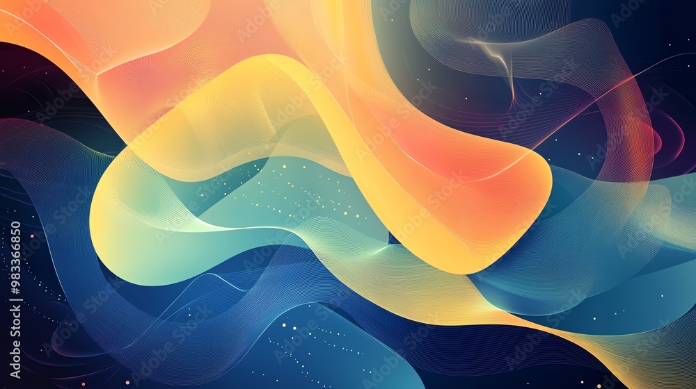 Poster abstract colorful background with flowing lines.