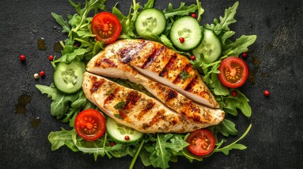 Grilled Chicken Breast Salad with Fresh Vegetables