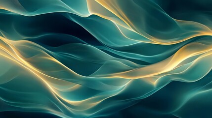 Obraz premium Elegant Flowing Waves in Teal and Gold Tones