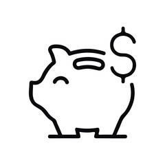 piggy bank save money line lcon