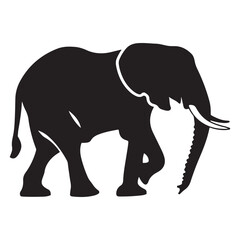Fototapeta premium Elephant black and white silhouette vector, vector silhouette of an elephant on a white background