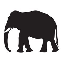 Fototapeta premium Elephant black and white silhouette vector, vector silhouette of an elephant on a white background