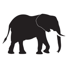 Fototapeta premium Elephant black and white silhouette vector, vector silhouette of an elephant on a white background