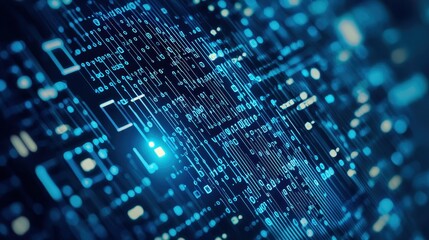 Abstract Digital Data Flow  Blue Binary Code  Technology Background