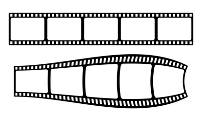 35mm film strip vector design with 5 frames on white background. Black film reel symbol illustration to use for photography, television, cinema, photo frame.