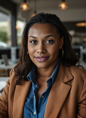 trans person of color as colleague, motivation and calmness, creative problem solving at the workplace, pictorial and well-chosen aesthetics with negative space, focused