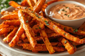 Crispy Sweet Potato Fries with Creamy Dip