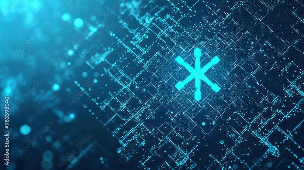 Poster abstract blue digital technology background with circuit board pattern and glowing lights