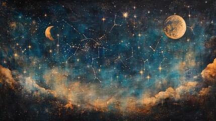 Majestic Starry Sky with Planets and Constellations