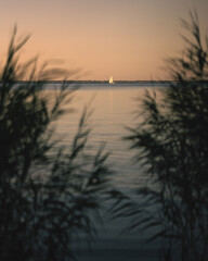 Sailboat in the port on lake Balaton in summer