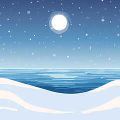 Fototapeta premium 240916_ai_눈-내리는-겨울-밤바다