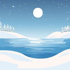 Fototapeta premium 240916_ai_눈-내리는-겨울-밤바다2