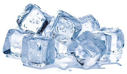 Obraz premium PNG Clear melting ice cubes stack