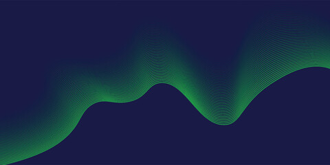 Abstract glowing wave lines on green background. Dynamic wave pattern. Modern flowing wavy lines. Futuristic concept. Suit for banner, poster, cover, brochure, flyer, website
