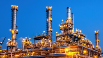 Illuminated Industrial Plant at Dusk