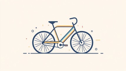 Fototapeta premium A line art illustration of a bicycle with colored accents.