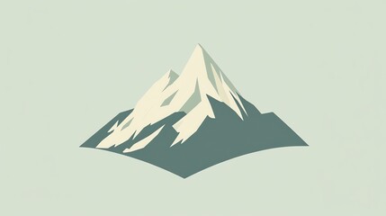 Simple illustration of a snow-capped mountain peak against a light green background.