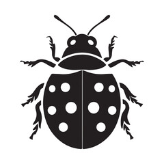 A black vector silhouette of a ladybird insect, Ladybug silhouette vector illustration