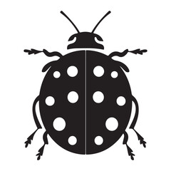 A black vector silhouette of a ladybird insect, Ladybug silhouette vector illustration