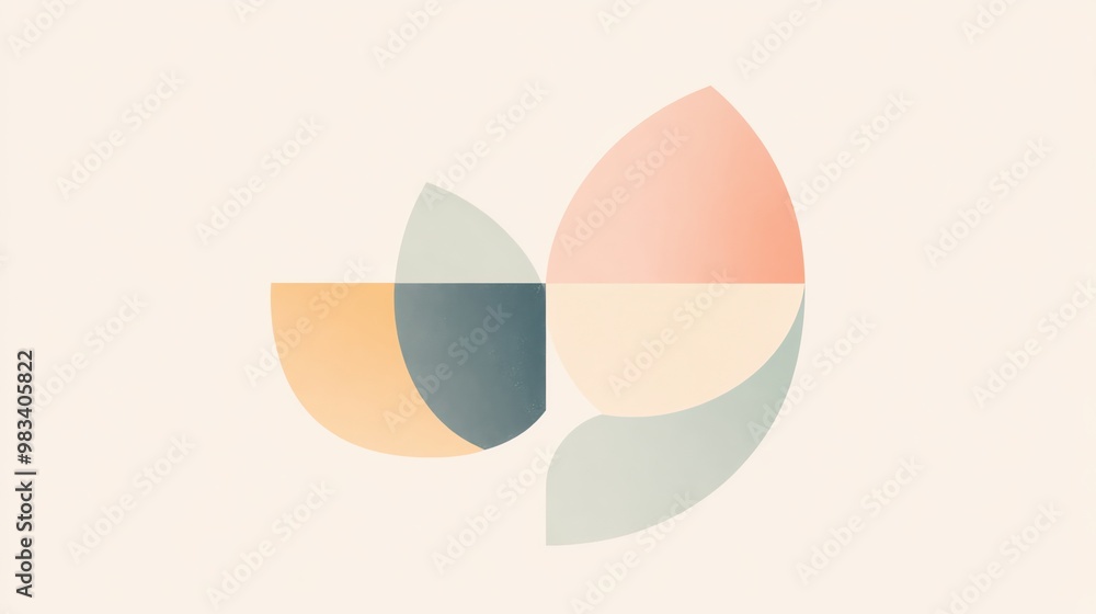 Aufkleber abstract design featuring overlapping circles and curved lines in soft pastel colors.