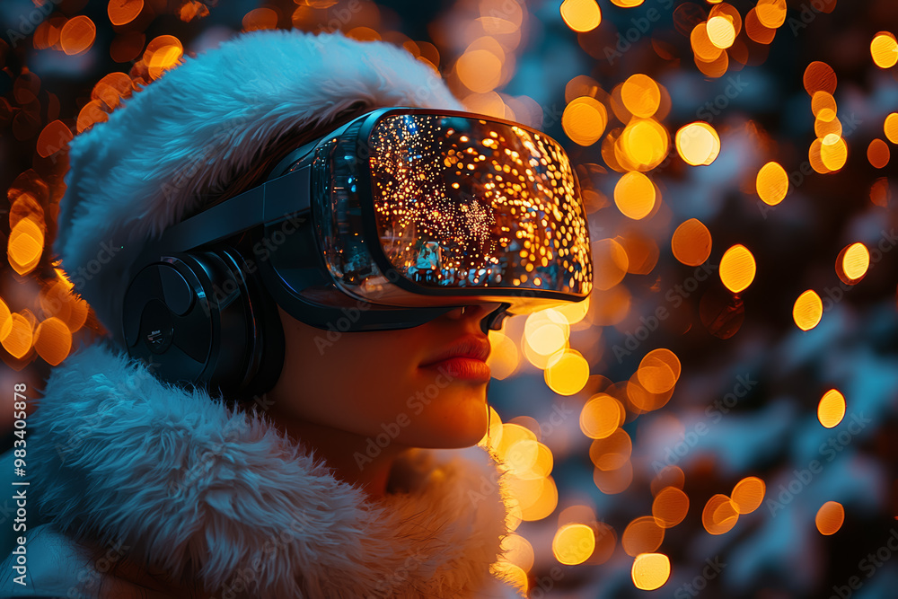 Poster a high-tech christmas eve party where guests use augmented reality glasses to interact with virtual 