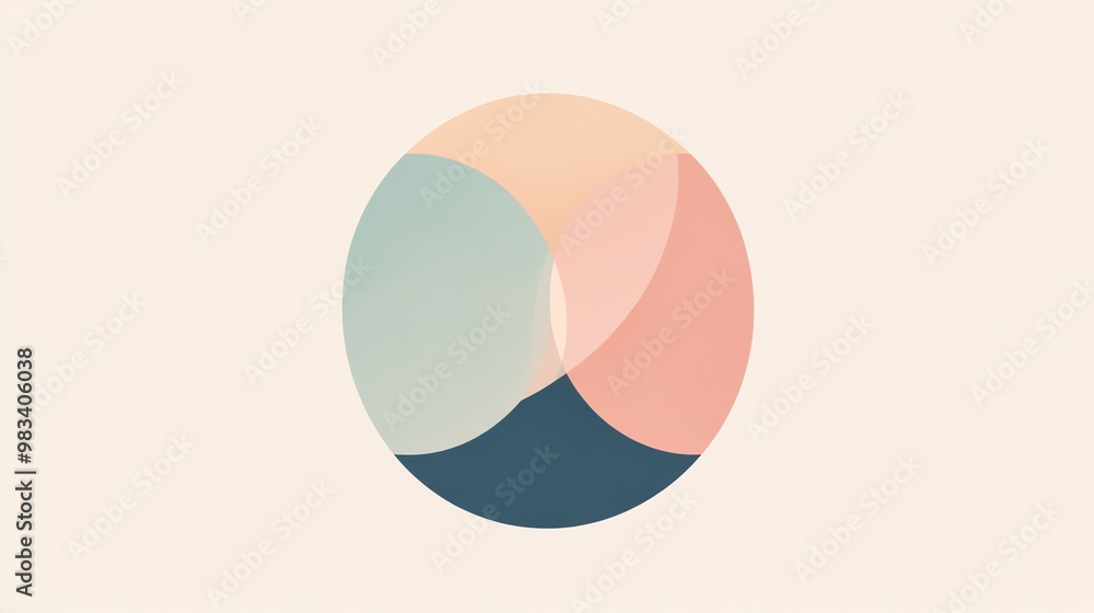 Aufkleber abstract minimalist design with soft, overlapping colors in a circle.